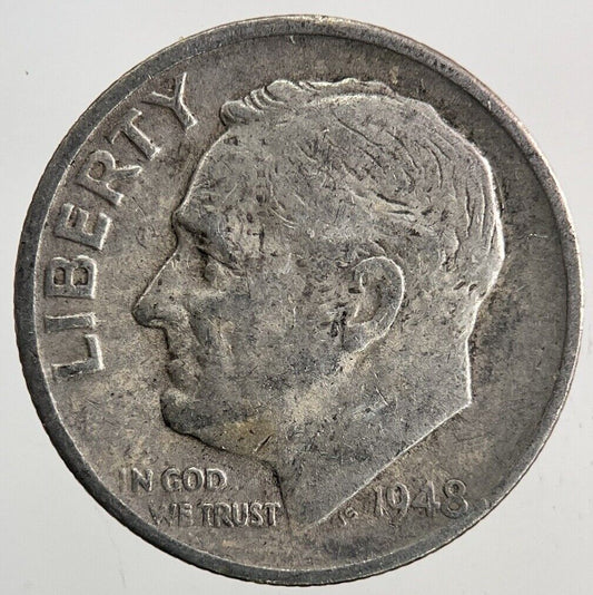 1948 - S US USA Roosevelt Dime Silver Coin | Fine Collectable Grade