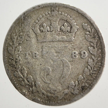 1889 Victoria Threepence Silver Coin | Fair Grade | a7257