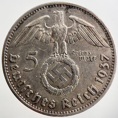 1937-A Nazi Germany 5 Mark Silver Coin | Fine Collectable Grade | a3980