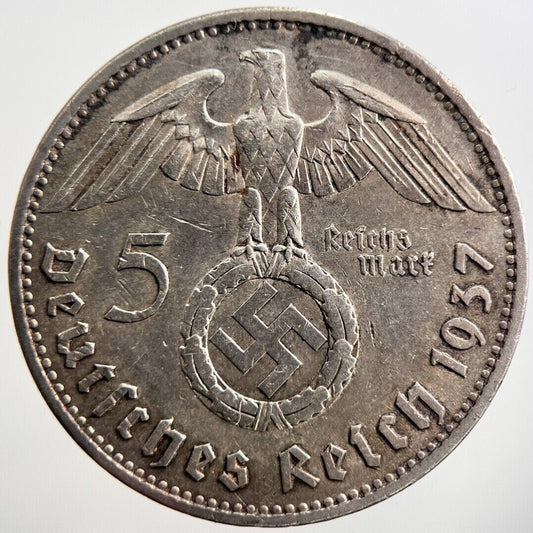 1937-A Nazi Germany 5 Mark Silver Coin | Fine Collectable Grade | a3980