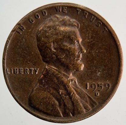 1959 - D US USA One Cent Coin | Fine Collectable Grade