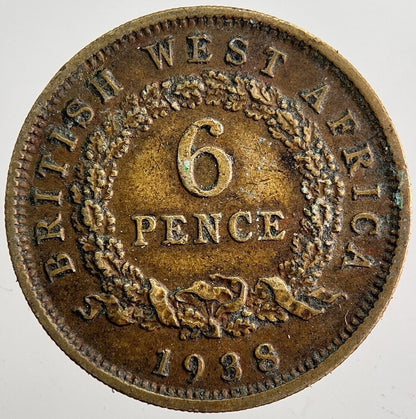 1938 British West Africa Sixpence Coin | Very High Grade | a7582