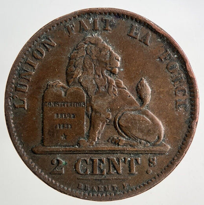 1873 Belgium 2 Cents Centimes Coin | Fine Collectable Grade