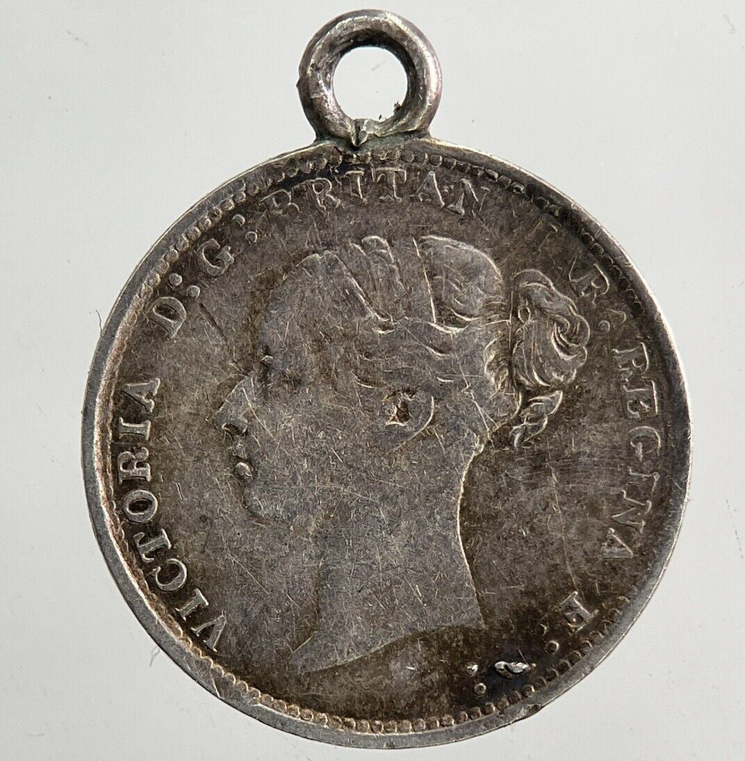Engraved C - W - B Victoria Threepence Silver Coin | Very High Grade | a5417