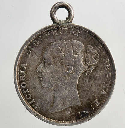 Engraved C - W - B Victoria Threepence Silver Coin | Very High Grade | a5417
