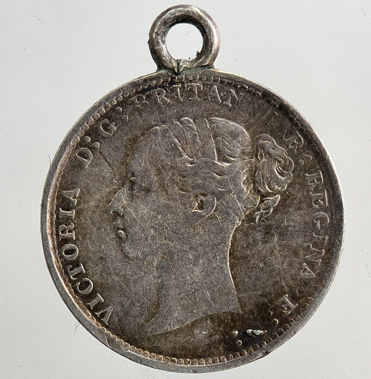 Engraved C - W - B Victoria Threepence Silver Coin | Very High Grade | a5417