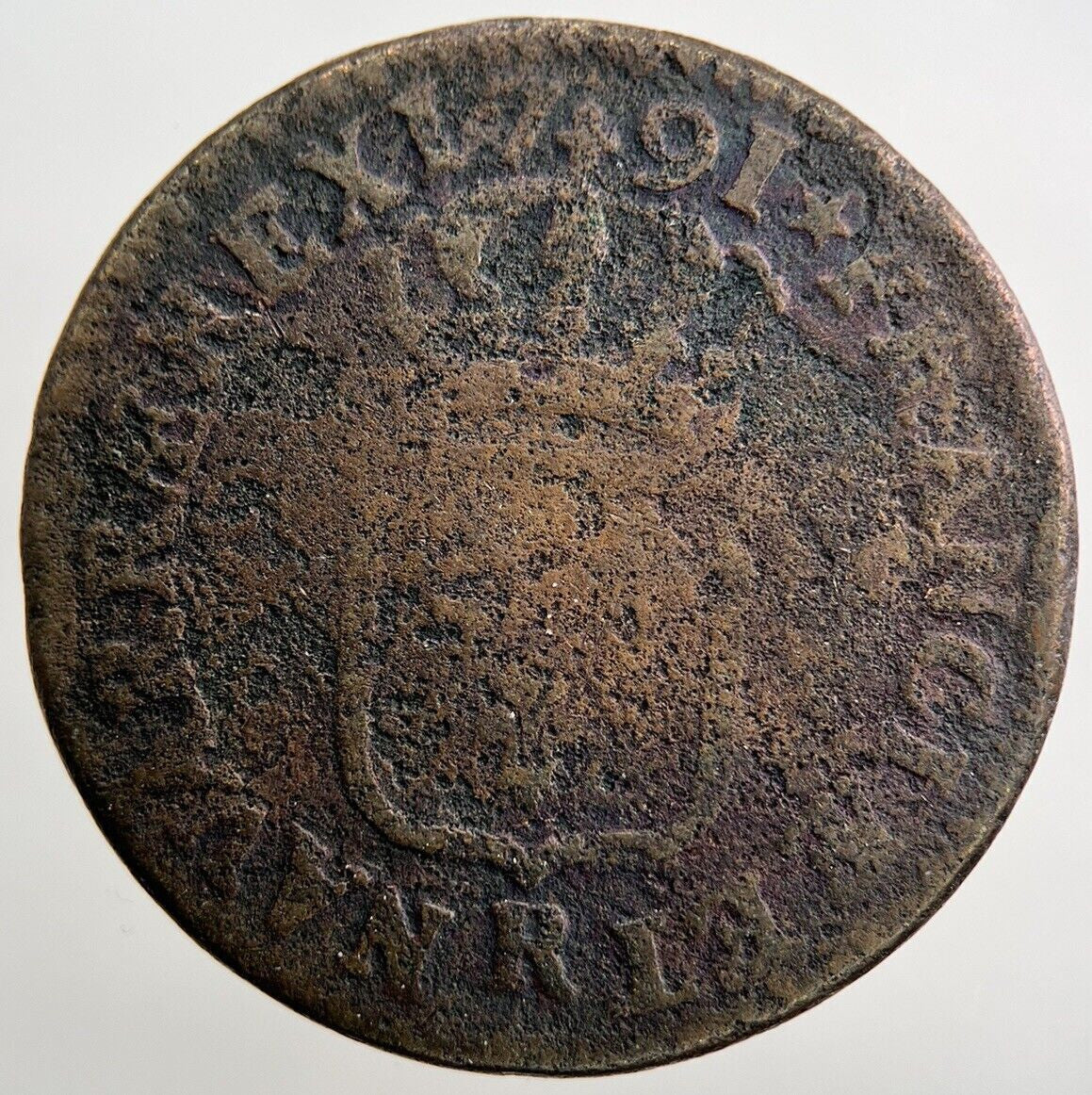 1791 - R France 1/2 Sol 6 Deniers Louis XVI Coin | Fair Collectable Grade