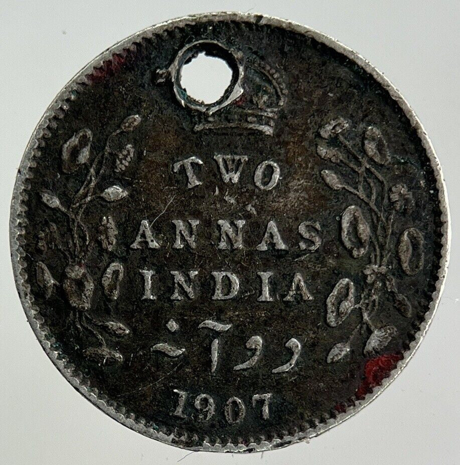 1907 India 2 Annas Silver Coin | Fine Collectable Grade