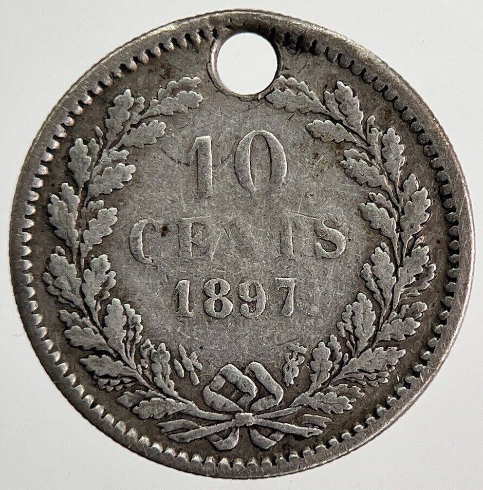 1897 Netherlands 10 Cents Silver Coin | Fine Collectable Grade | a6219