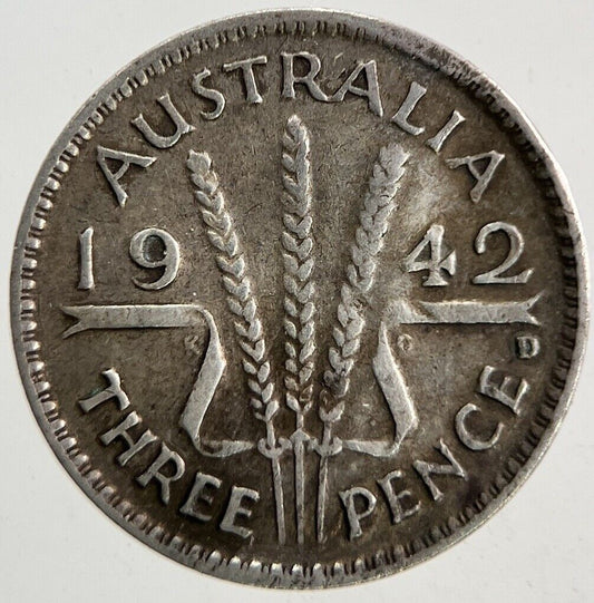1942 - D Australia Threepence Silver Coin | Fine Collectable Grade