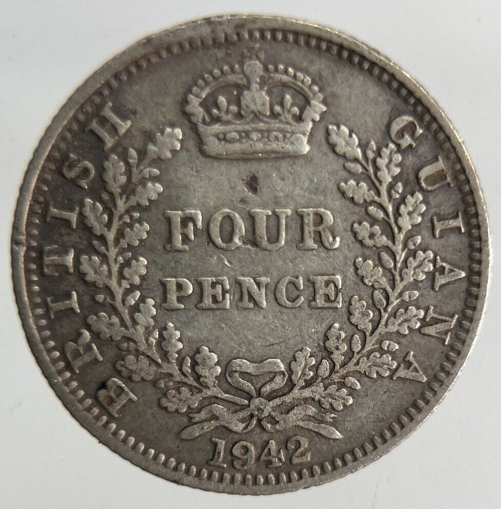 1942 Belize British Guiana Four - Pence Silver Coin | Fine Collectable Grade