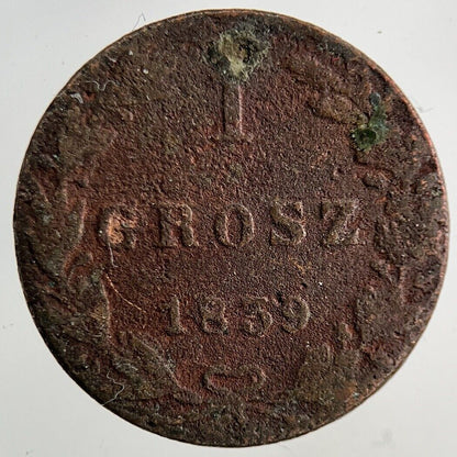 1839 Poland 1 Grosz Coin | Fair Grade