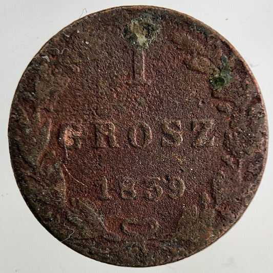 1839 Poland 1 Grosz Coin | Fair Grade