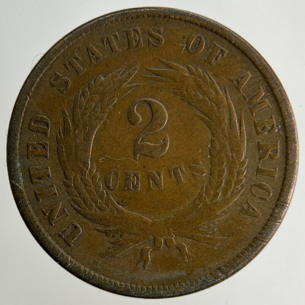1865 US USA Shield 2 Cents Coin | Fine Collectable Grade