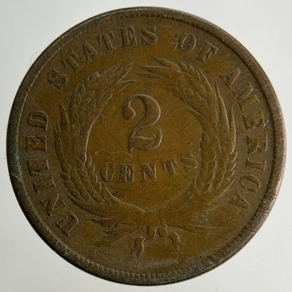 1865 US USA Shield 2 Cents Coin | Fine Collectable Grade