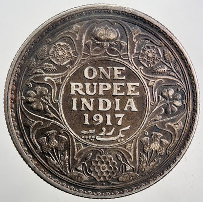 1917 India One Rupee Silver Coin | Very High Grade | a5961