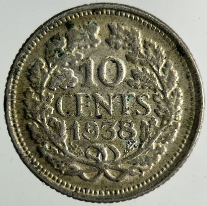 1938 Netherlands 10 Cents Silver Coin | Fine Collectable Grade