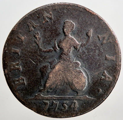 1754 George II 2nd Farthing | British Copper Coin | Collectable Grade | a2162