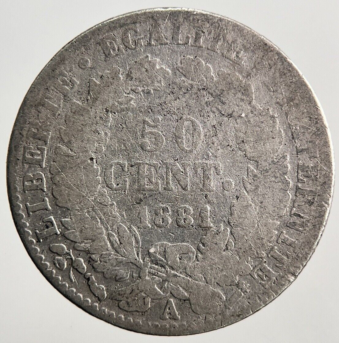 1881 - A France 50 Cent Silver Coin | Fair Grade | a3642
