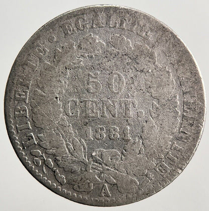 1881 - A France 50 Cent Silver Coin | Fair Grade | a3642