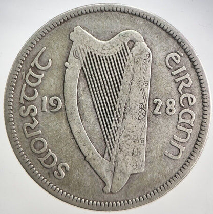 1928 Irish Half - Crown Horse Silver Coin | Collectable Grade | a4703