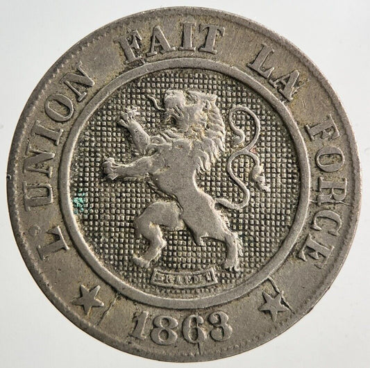 1863 Belgium 10 Cent Centimes Coin | Fine Collectable Grade
