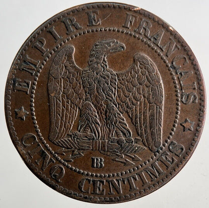 1864 France 5 Cinq Centimes Coin | Very Fine Grade