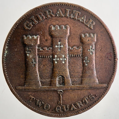 1842 Gibraltar 2 Two Quarts Victoria Half - Penny Coin | Very High Grade | a9469