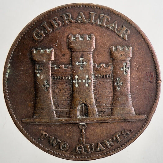 1842 Gibraltar 2 Two Quarts Victoria Half - Penny Coin | Very High Grade | a9469