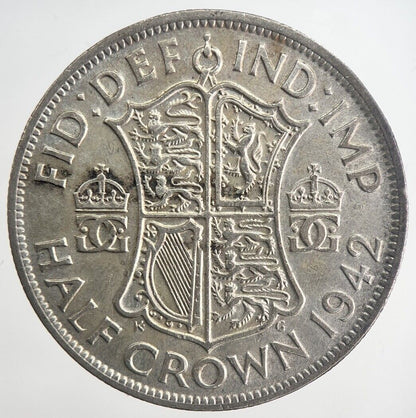 1942 George VI Half - Crown Silver Coin | Fine Collectable Grade | a6338