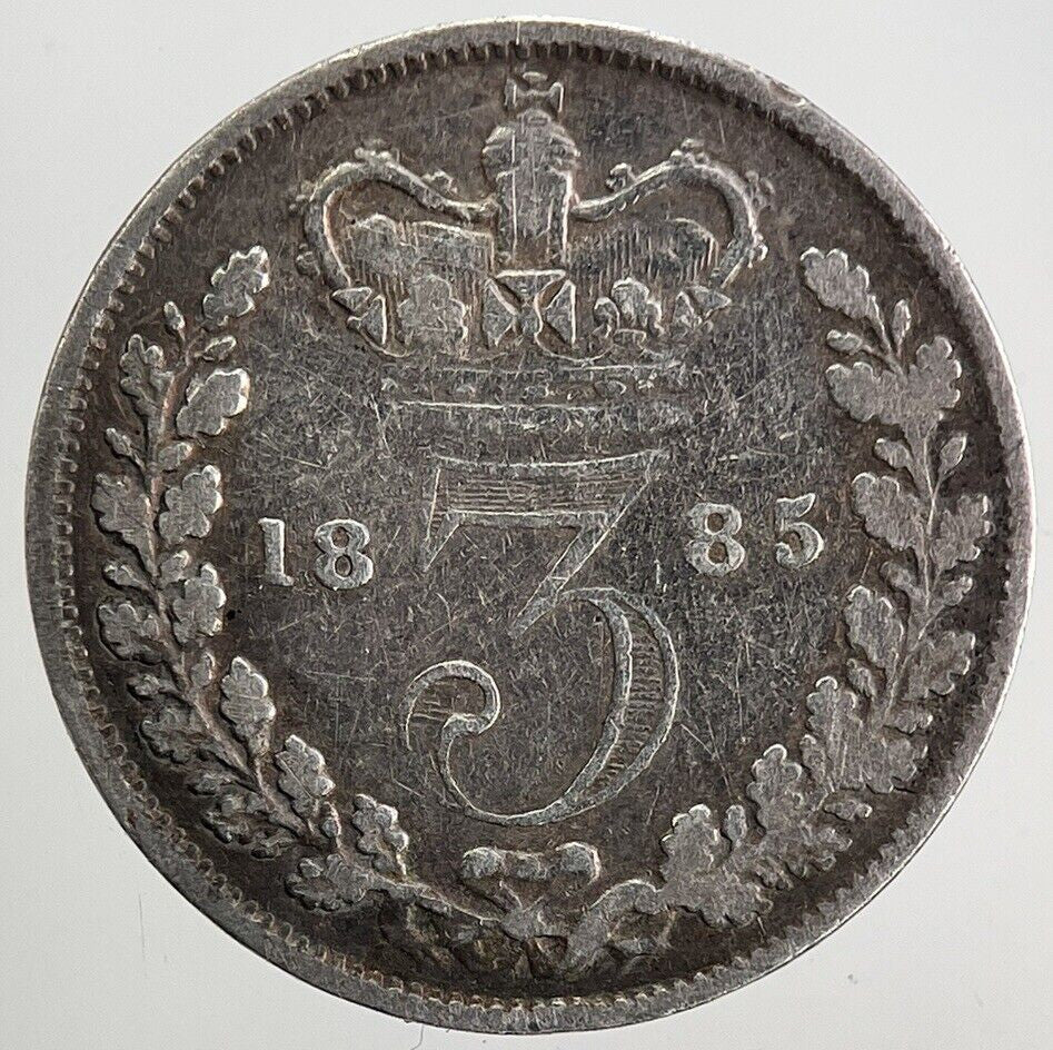 1885 Victoria Threepence Silver Coin | Fine Collectable Grade | a5608