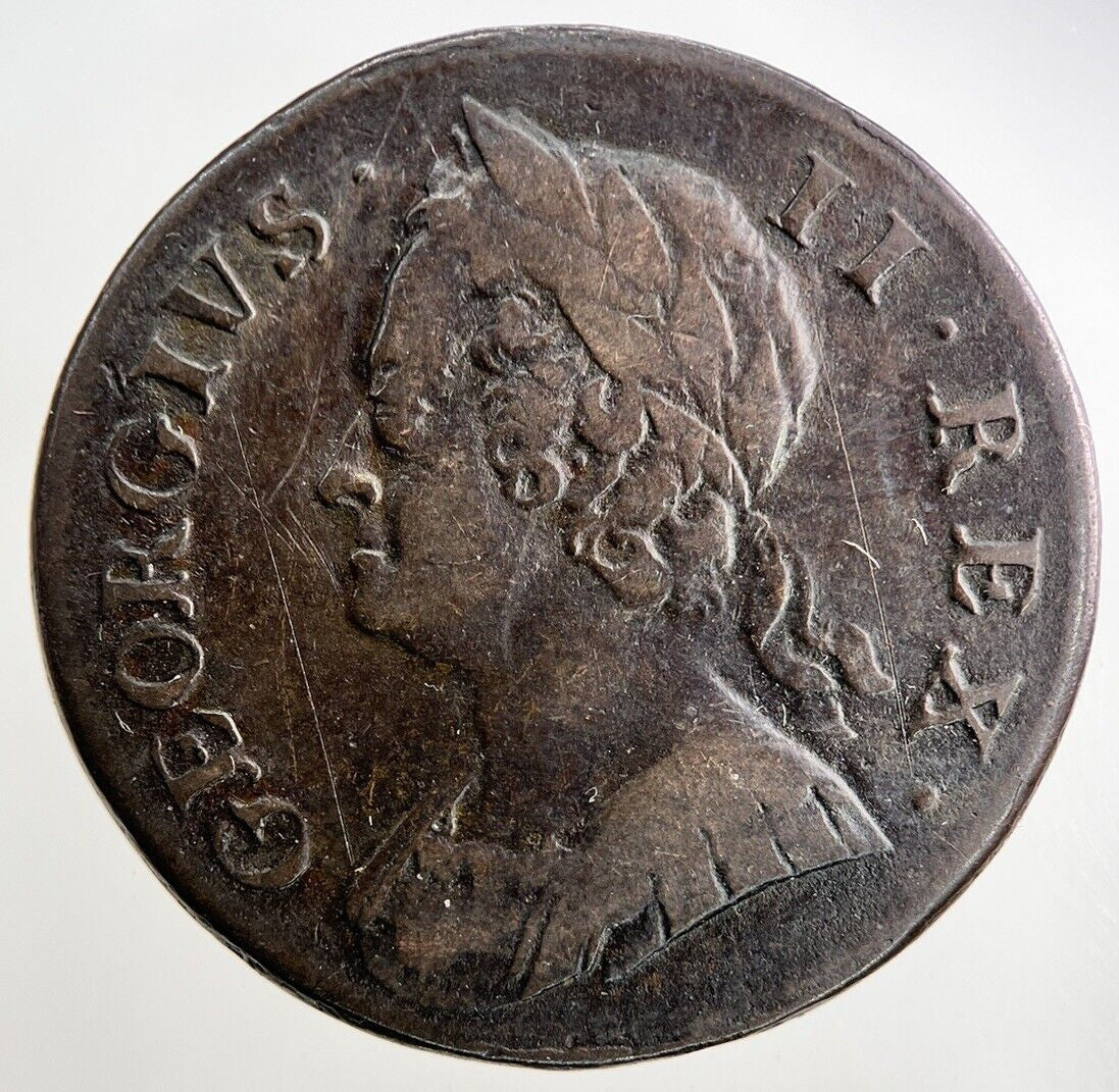 1752 George II 2nd Half-Penny Coin | Fine Collectable Grade
