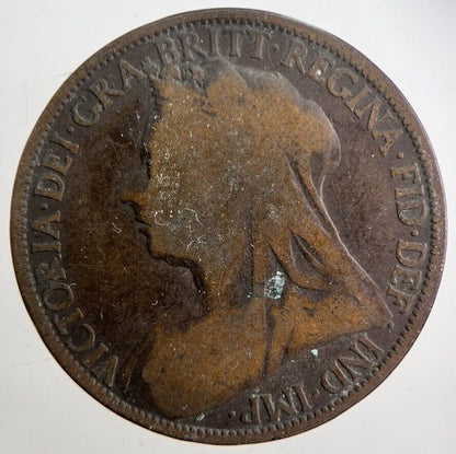 1895 Victoria One Penny Coin | Fair Grade | a4930