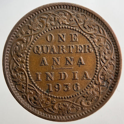 1936 India Quarter 1/4 Anna Coin | Very High Grade | a946