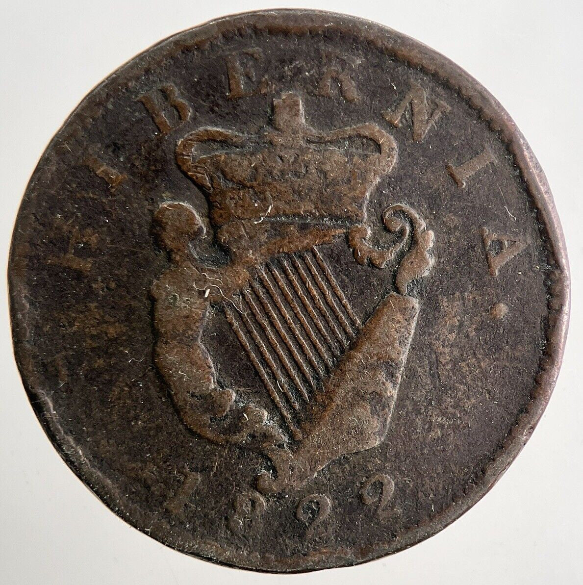 1822 George IV Irish Hibernia Half - Penny Coin | Fine Collectable Grade | a9487