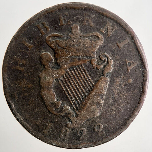 1822 George IV Irish Hibernia Half - Penny Coin | Fine Collectable Grade | a9487