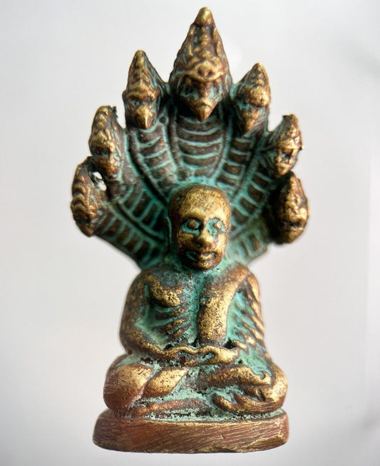 Old Thailand Brass Monk Buddha Statue Ornament | Height 4cm | a266
