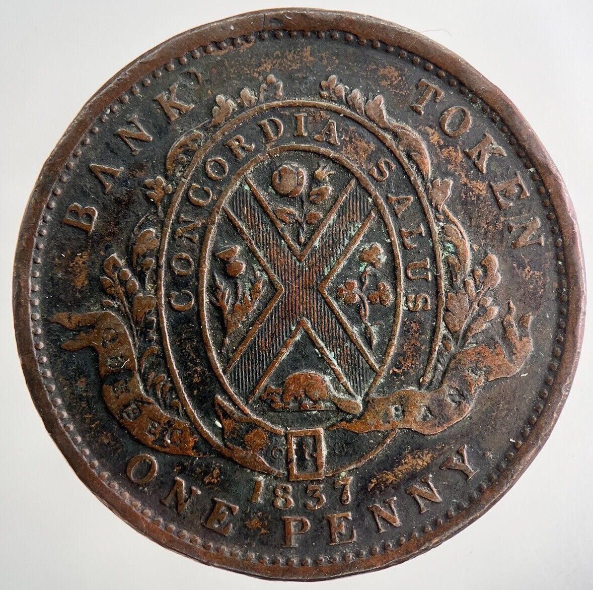 1837 Canada Bank Token One Penny Coin | Very High Grade