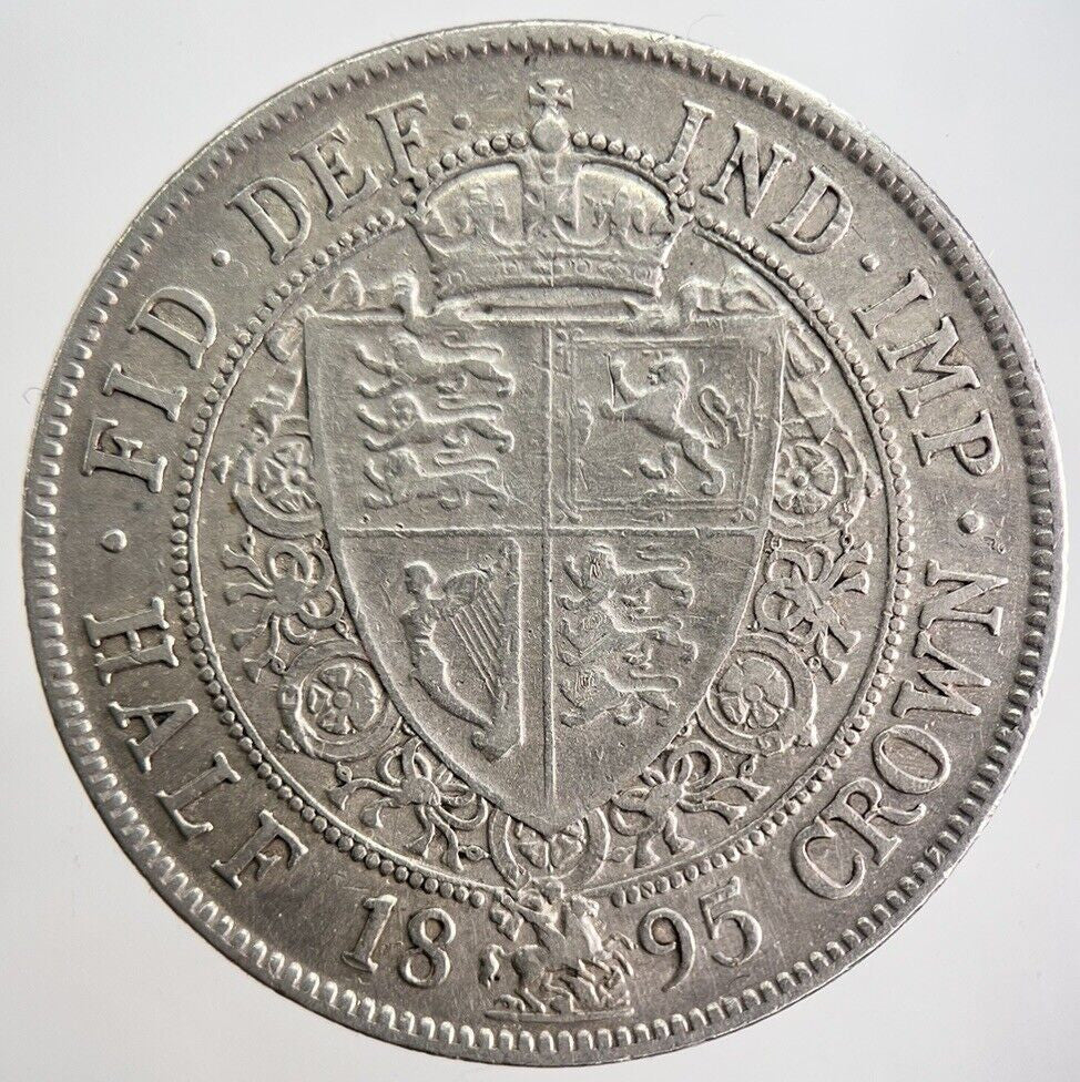 1895 Victoria Half - Crown Silver Coin | Fine Collectable Grade | a369