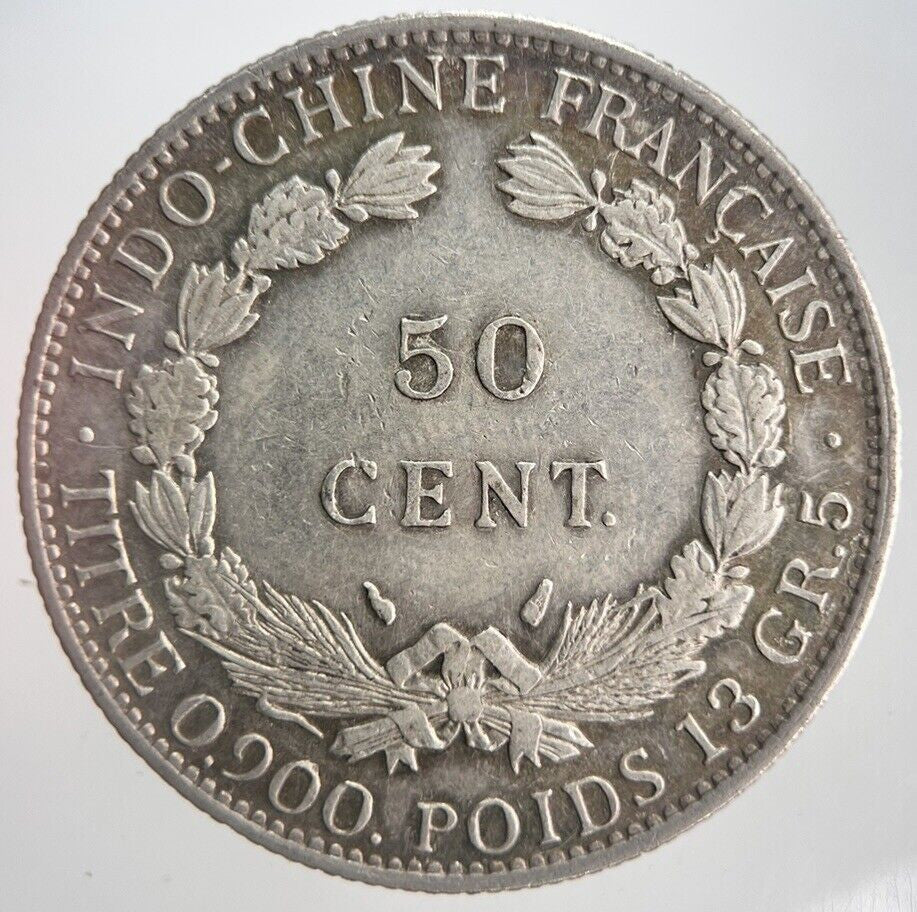 1936 50 Cents Centimes Indo - China France Silver Coin | Very High Grade | a4469