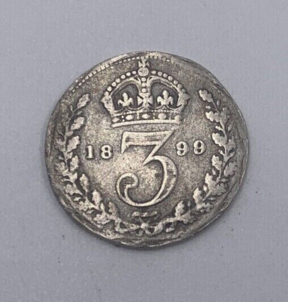 1899 Victoria Threepence | British Silver Coin | Collectable Grade | a056
