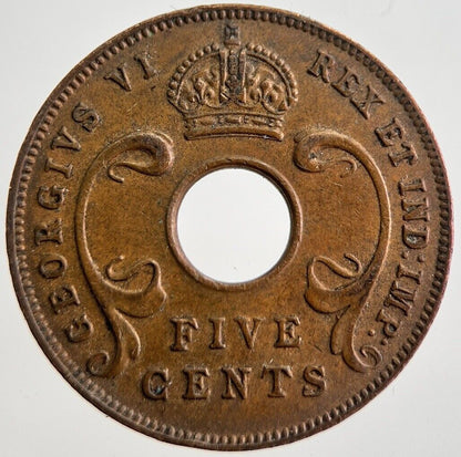 1942 East Africa 5 Five Cents Coin | Fine Collectable Grade | a7548