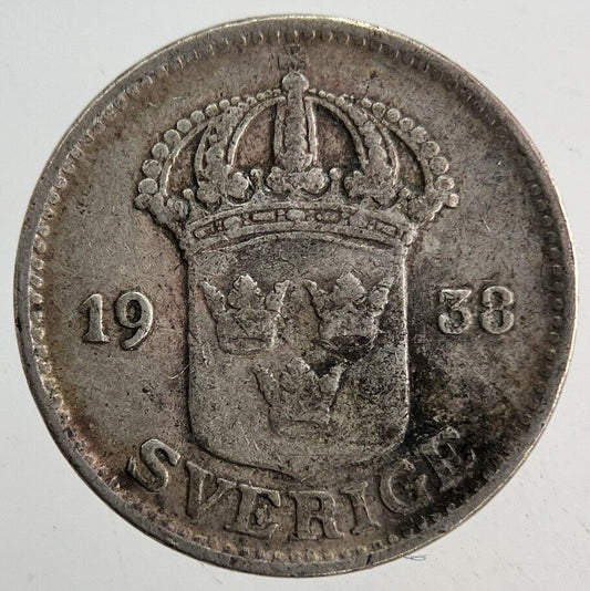 1938 Sweden 25 Ore Silver Coin | Fine Collectable Grade