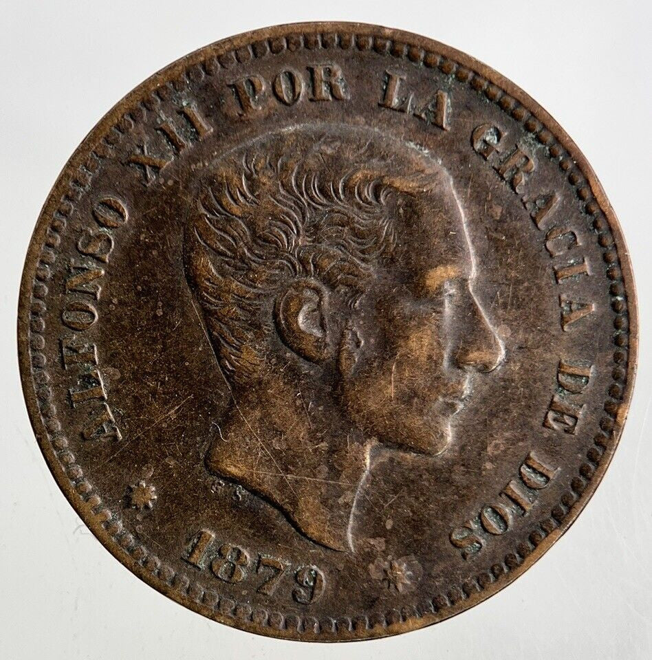 1879 Spain 5 Cinco Centimos Coin | Fine Collectable Grade