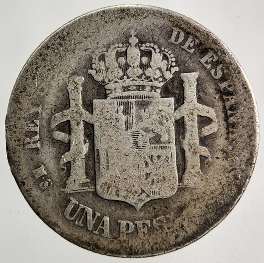 1883 Spain 1 Una Peseta Silver Coin | Fair Grade