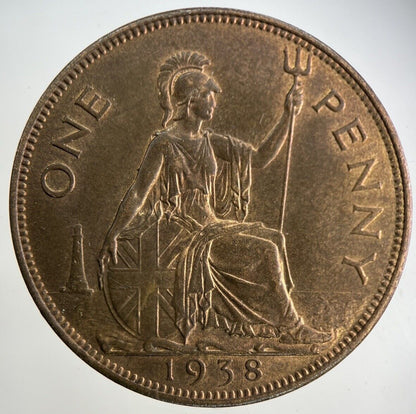 1938 George VI One Penny Coin | Very Fine Grade