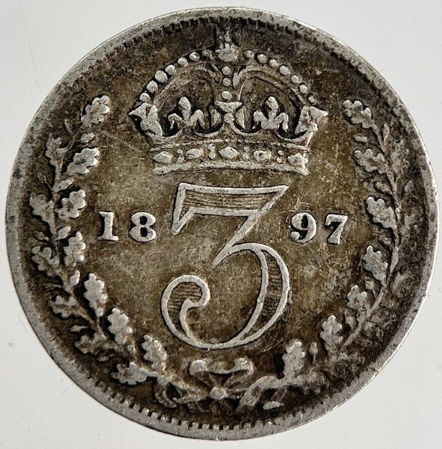 1897 Victoria Threepence Silver Coin | Fine Collectable Grade | a8778