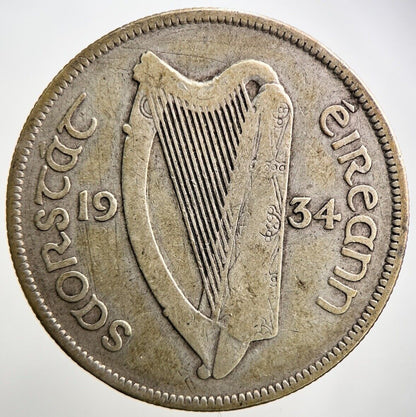 1934 Irish Half - Crown Horse Silver Coin | Collectable Grade | a2759