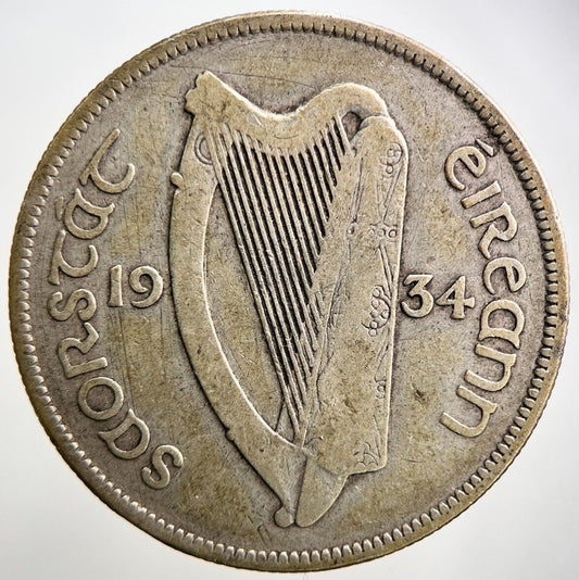1934 Irish Half - Crown Horse Silver Coin | Collectable Grade | a2759