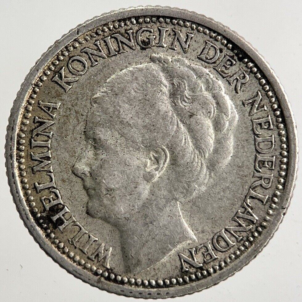 1937 Netherlands 10 Cents Silver Coin | Fine Collectable Grade